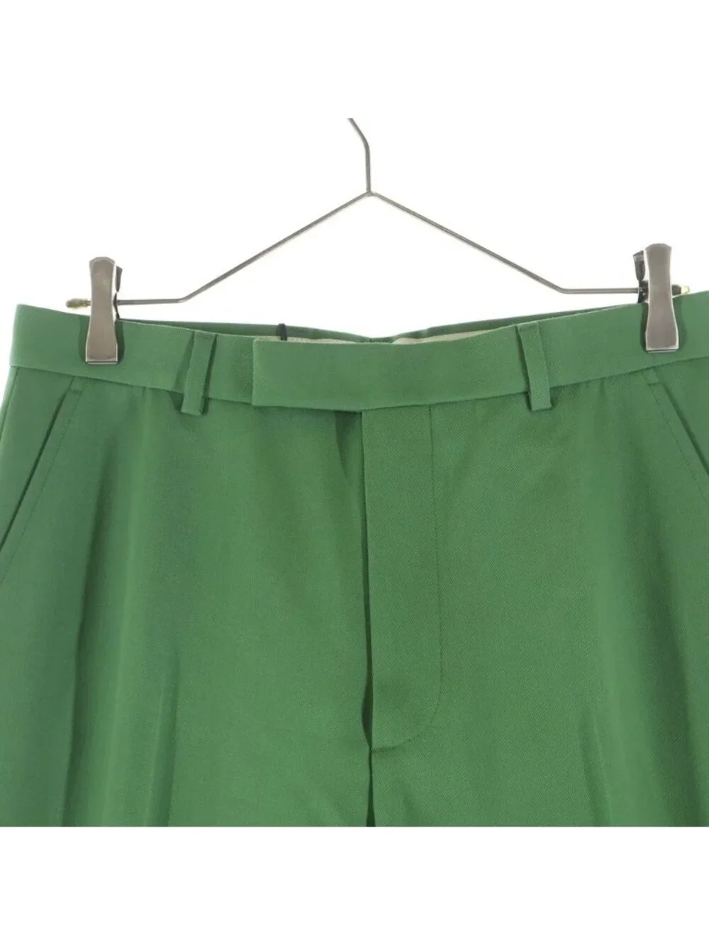 Gucci Pleated Straight Pants Trousers Wool Green